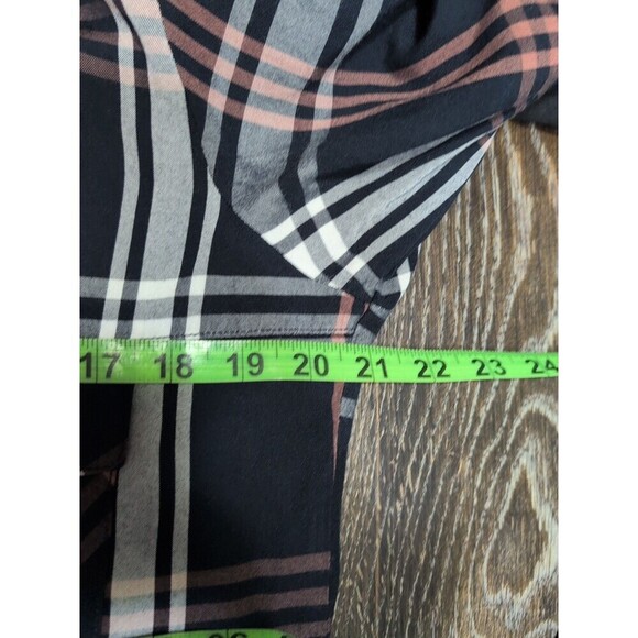 Sanctuary Boyfriend Plaid Snap Button Shirt Size 8 Roll Tab - Picture 6 of 7